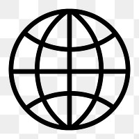 Global network png icon sticker, black design, transparent background