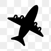 Airplane png icon sticker, black design, transparent background