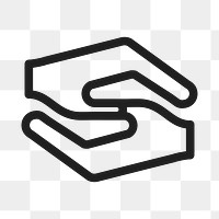 Helping hands png icon sticker, black design, transparent background