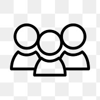 Png user group icon sticker, black design, transparent background