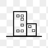 Building png icon sticker, black design, transparent background