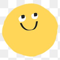 Smiling emoji png sticker, cute doodle, transparent background