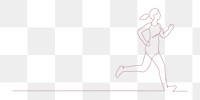 Png running woman border, line art design, transparent background