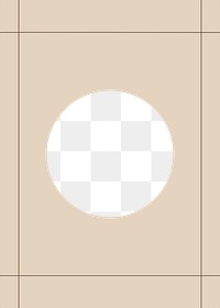 Round frame png, transparent design, beige background