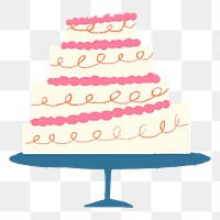 Wedding cake png sticker, cute doodle, transparent background