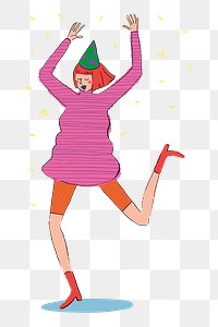 Dancing girl png sticker, drawing illustration, transparent background