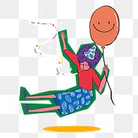 Party girl png sticker, colorful illustration, transparent background