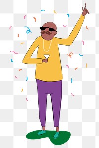 Partying man png sticker, drawing illustration, transparent background