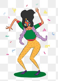 Dancing girl png sticker, drawing illustration, transparent background