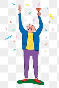 Partying man png sticker, colorful illustration, transparent background