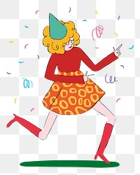 Dancing girl png sticker, drawing illustration, transparent background