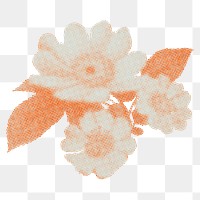 Halftone flower png sticker, retro design, transparent background