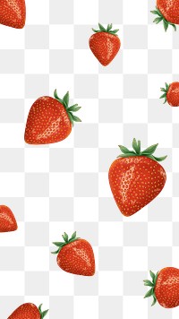 Strawberry pattern png sticker, realistic illustration, transparent background