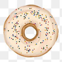 Vanilla donut png sticker, realistic illustration, transparent background