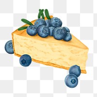 Blueberry cheesecake png sticker, realistic illustration, transparent background