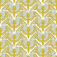 Yellow Butterfly png seamless pattern, transparent background, Maurice Pillard Verneuil artwork remixed by rawpixel