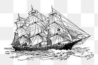 Tall ship png sticker illustration, transparent background. Free public domain CC0 image.