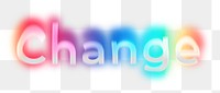 Change png word sticker, neon psychedelic typography, transparent background