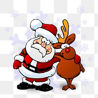 Santa & reindeer png sticker illustration, transparent background. Free public domain CC0 image.