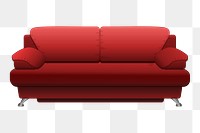 Red sofa png sticker illustration, transparent background. Free public domain CC0 image.