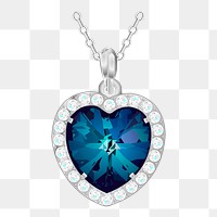 Png blue diamond necklace sticker illustration, transparent background. Free public domain CC0 image.