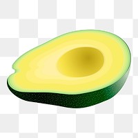 Half avocado png sticker illustration, transparent background. Free public domain CC0 image.