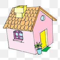 Pink house png sticker illustration, transparent background. Free public domain CC0 image.
