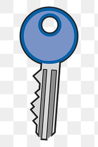 Blue key png sticker illustration, transparent background. Free public domain CC0 image.