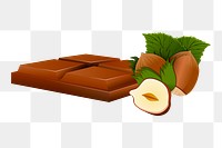 Hazelnut chocolate png sticker illustration, transparent background. 