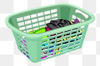 Clothes basket png sticker illustration, transparent background. Free public domain CC0 image.