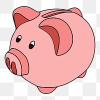 Piggy bank png sticker illustration, transparent background. Free public domain CC0 image.