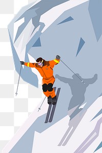 Man skiing png sticker illustration, transparent background. Free public domain CC0 image.