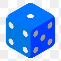 Blue dice png sticker illustration, transparent background. Free public domain CC0 image.