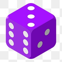 Purple dice png sticker illustration, transparent background. Free public domain CC0 image.