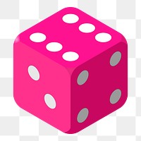 Pink dice png sticker illustration, transparent background. Free public domain CC0 image.