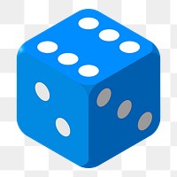 Blue dice png sticker illustration, transparent background. Free public domain CC0 image.