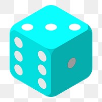 Blue dice png sticker illustration, transparent background. Free public domain CC0 image.