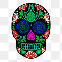 Colorful skull png sticker illustration, transparent background. Free public domain CC0 image.