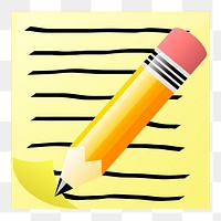 Notepad with text and pencil png illustration, transparent background. Free public domain CC0 image.