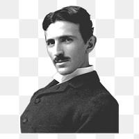 Nicola Tesla portrait png illustration, transparent background. Free public domain CC0 image.