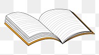 Open book png illustration, transparent background. Free public domain CC0 image.