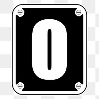 Zero number plate png illustration, transparent background. Free public domain CC0 image.