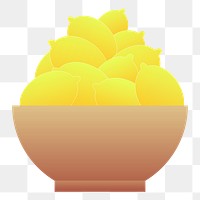 Lemons in bowl png illustration, transparent background. 