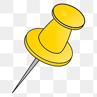 Yellow pin png illustration, transparent background. Free public domain CC0 image.