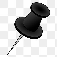 Black pin png illustration, transparent background. Free public domain CC0 image.