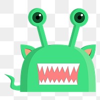 Green monster png illustration, transparent background. Free public domain CC0 image.