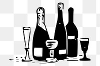 Alcoholic beverages png illustration, transparent background. Free public domain CC0 image.