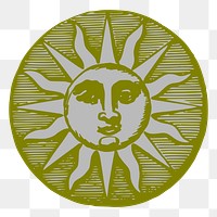 Vintage sun png  illustration, transparent background. Free public domain CC0 image.