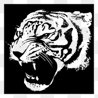 Tiger head png illustration, transparent background. Free public domain CC0 image.