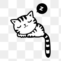 Cute sleeping cat png illustration, transparent background. Free public domain CC0 image.